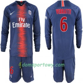 Koszulka Paris Saint-Germain Verratti 6 Dziecięcy Domowe Koszulki Piłkarskie 2018-2019 Długi Rękaw